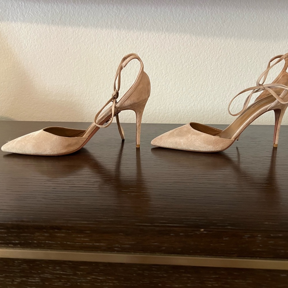 Acquazzura Suede Ankle Tie Pumps